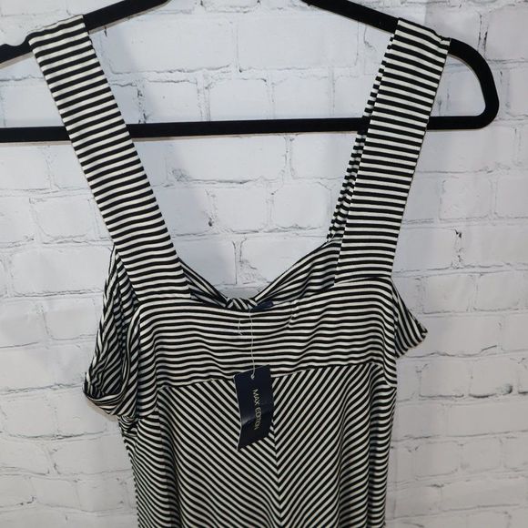Max Edition Black and White Striped Sleeveless Maxi Dress Women's Size XL-NWT - Picture 3 of 6